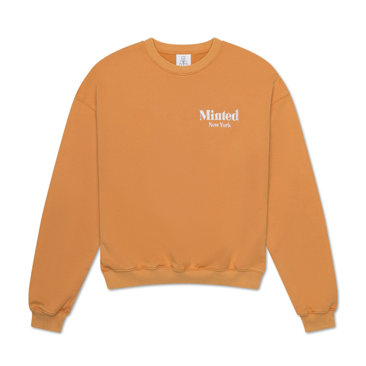 Washed Embroidered Crewneck — Orange