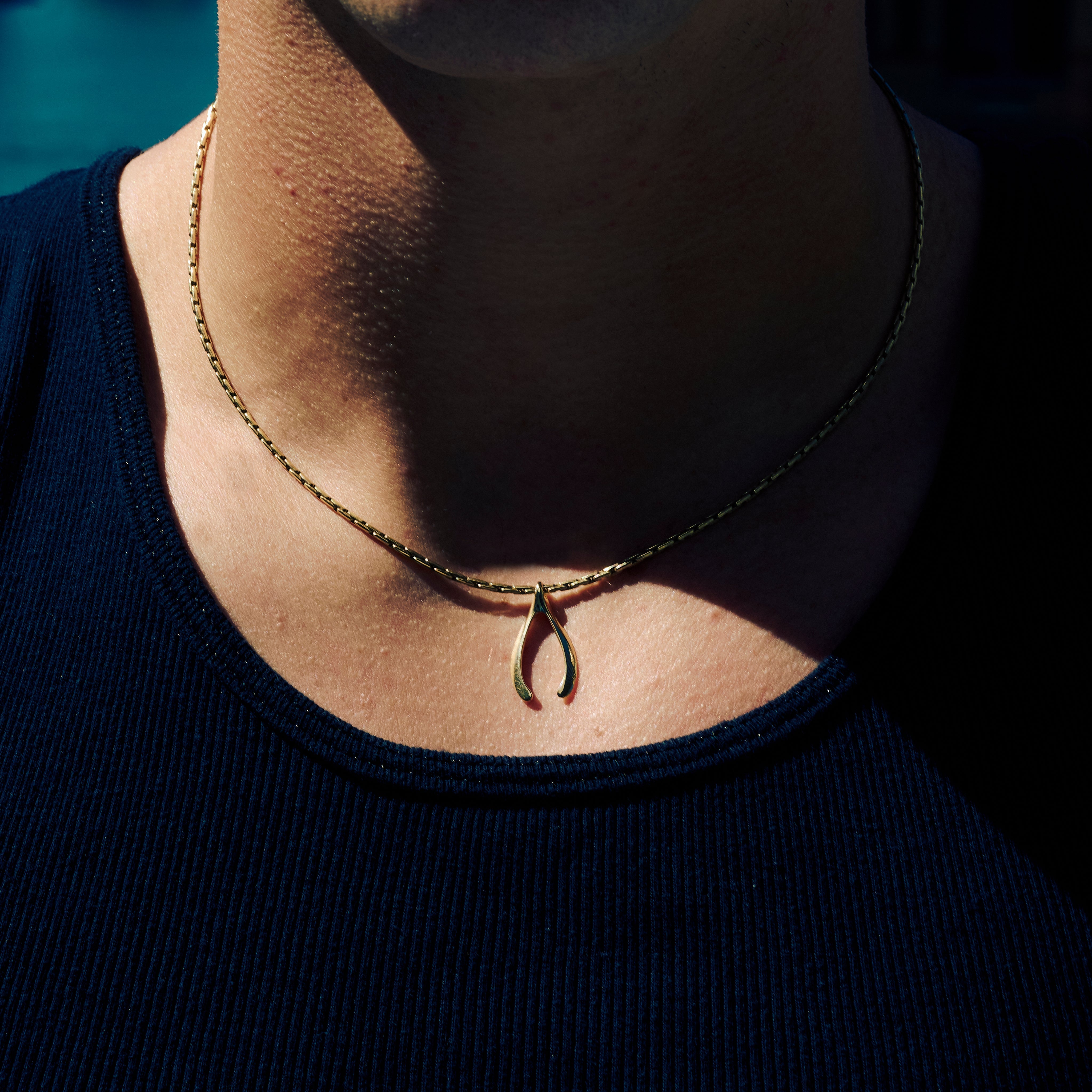 Gold Wishbone Pendant - Minted New York