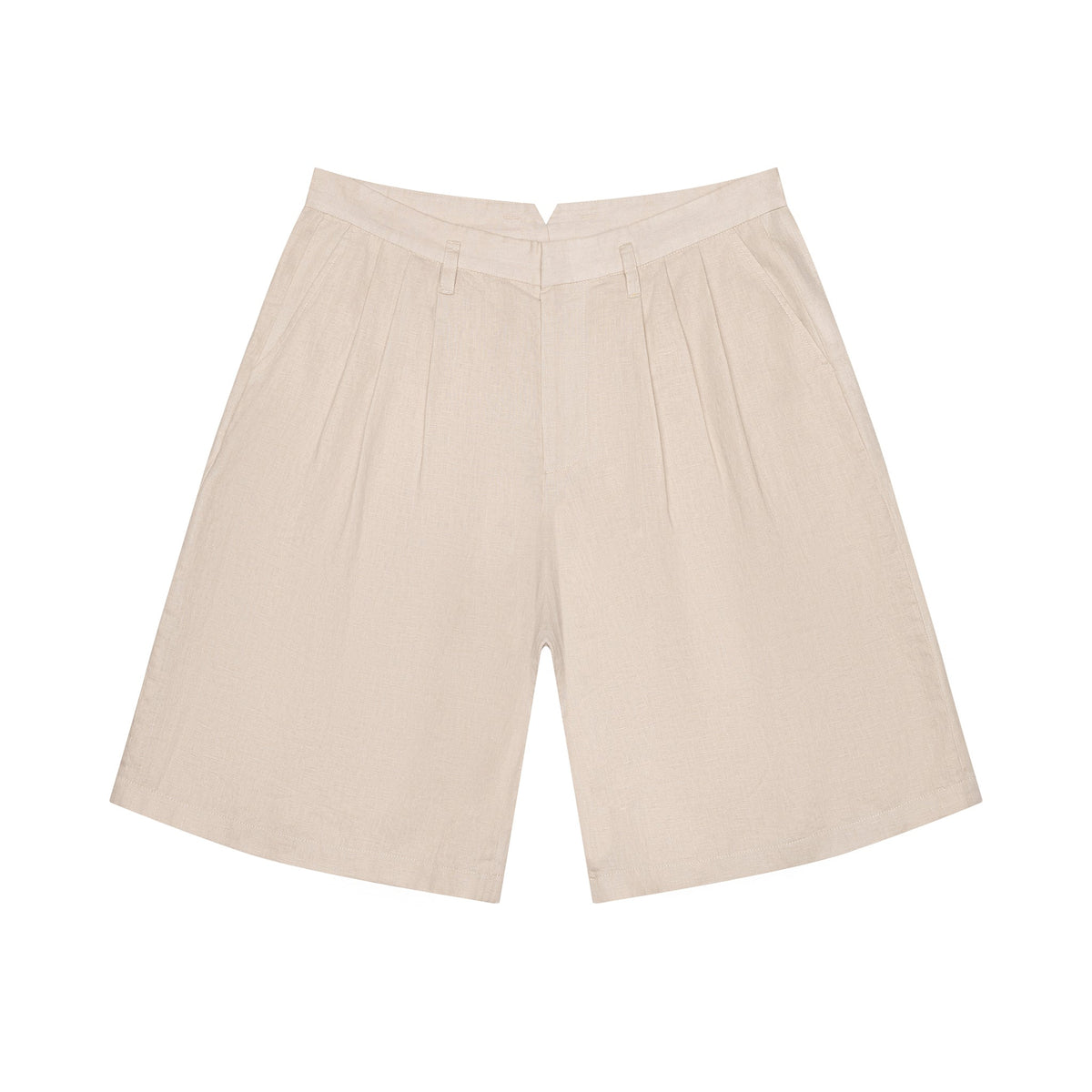Triple Pleat Short — Beige